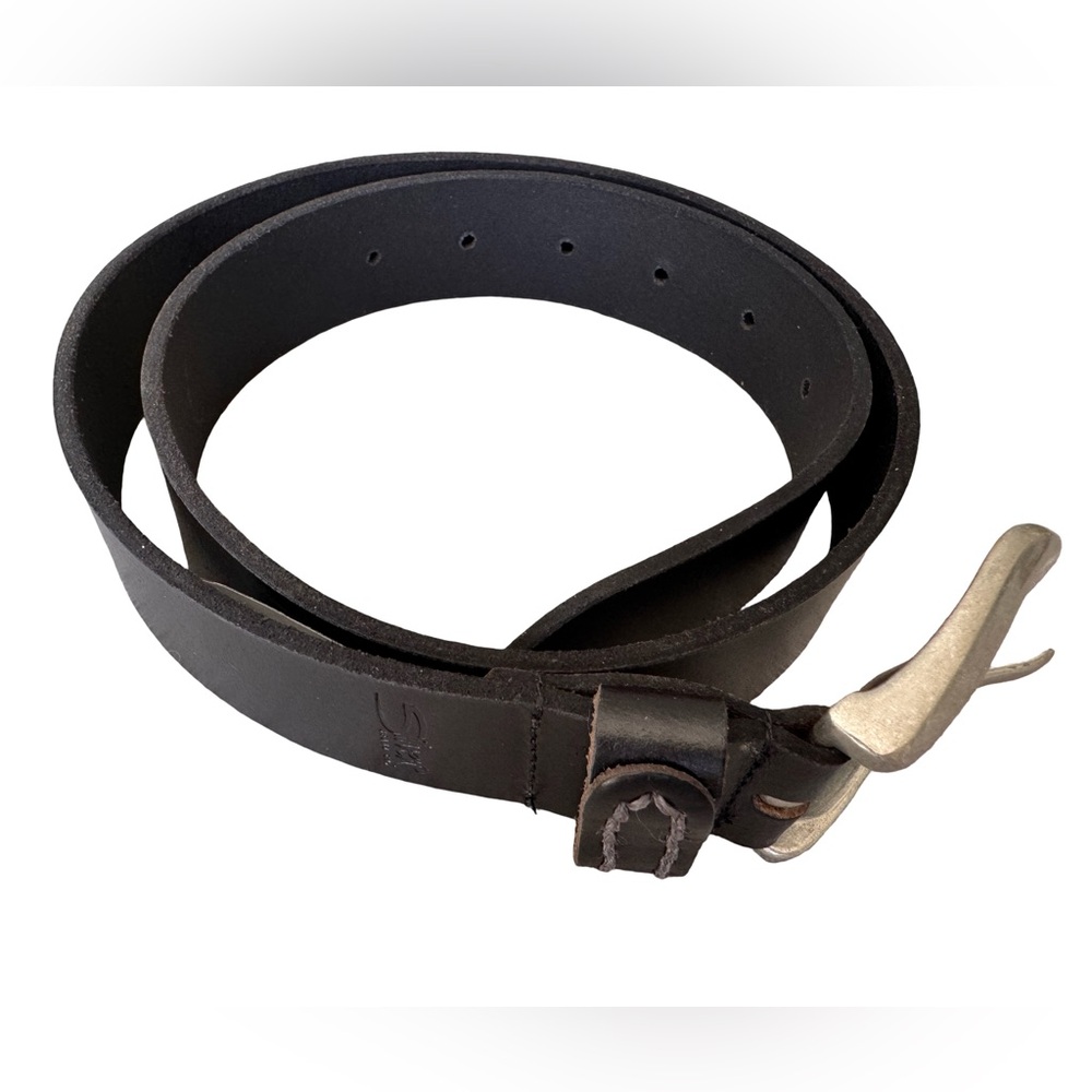 Silver Jeans Co. Men's Leather Belt Silver Buckle S/M (Waists 24-27) Black Thick